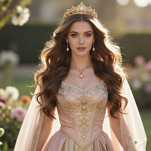 Regal Woman in Sunlit Garden