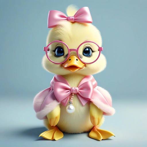 Adorable Duckling with Glasses and Bow