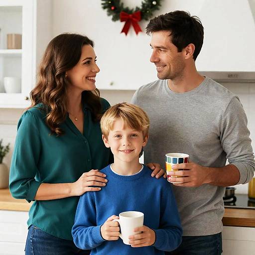 Joyful Family Portrait in Festive Kitchen