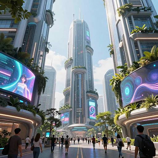 Futuristic Cityscape with Nature