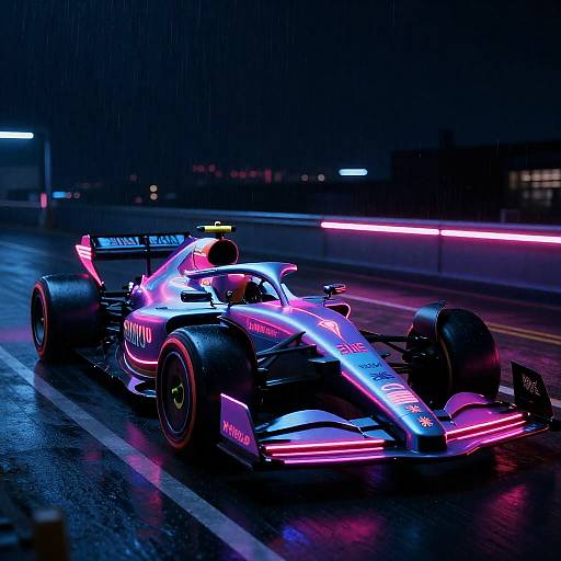 Neon Noir Sci-Fi F1 Rooftop Scene