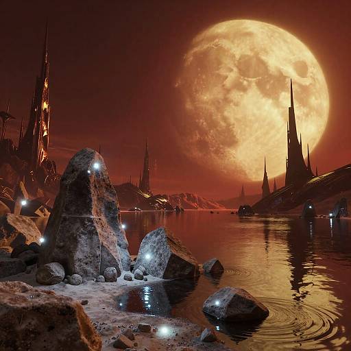 Futuristic Alien Landscape at Night