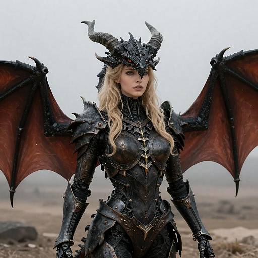 Gothic Cyborg Dragon Woman Portrait