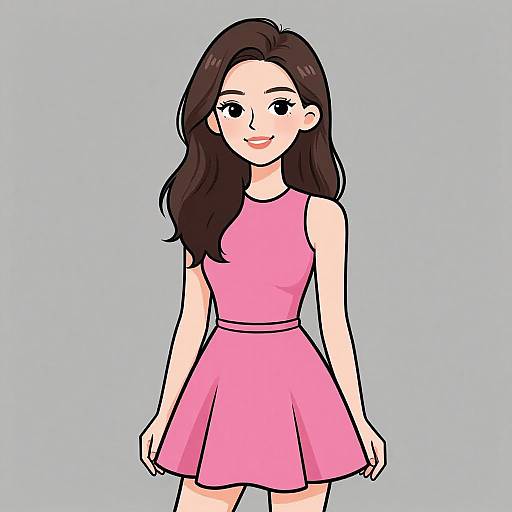 Smiling Woman in Bright Pink Dress