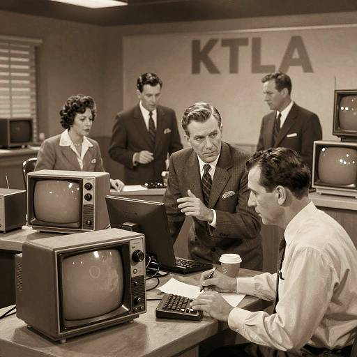 Vintage KTLA Retro Newsroom Scene