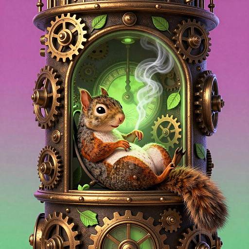 Steampunk Squirrel in Clock Tower