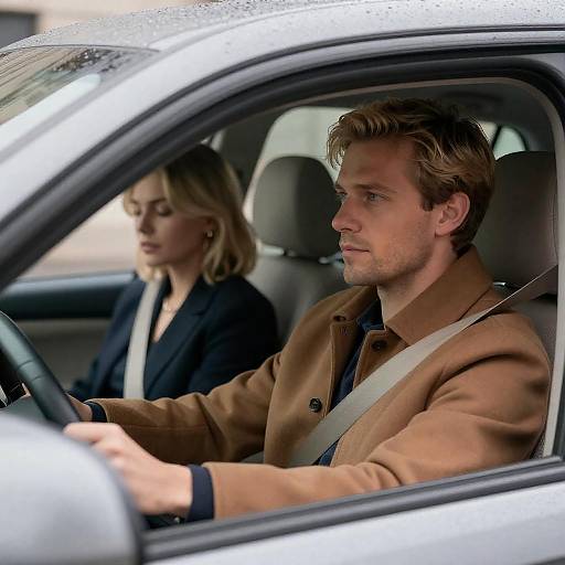 Candid Urban Drive: Couple in Car