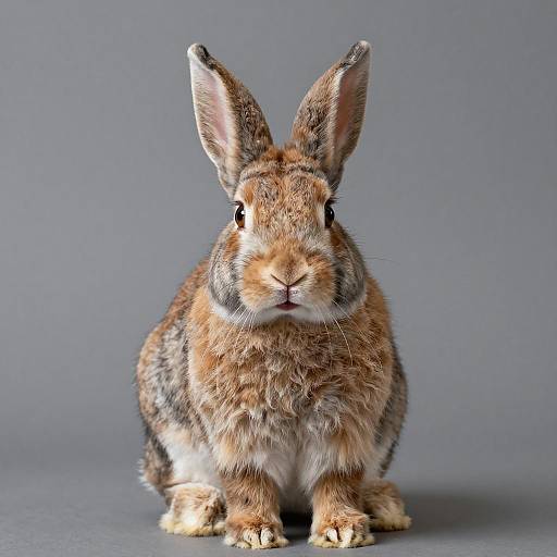 Chestnut Brown Rabbit on Grey Background