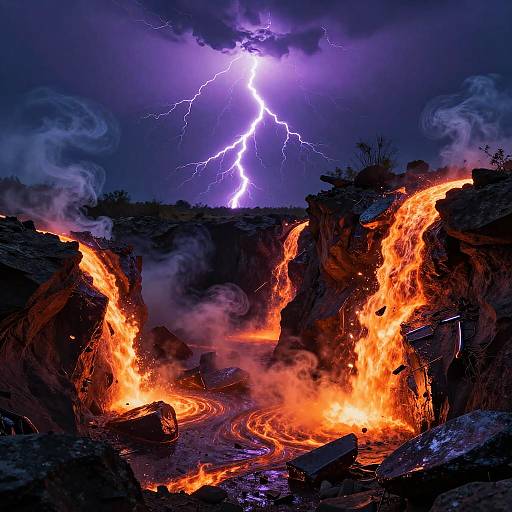 Surreal Molten Ravine at Dusk