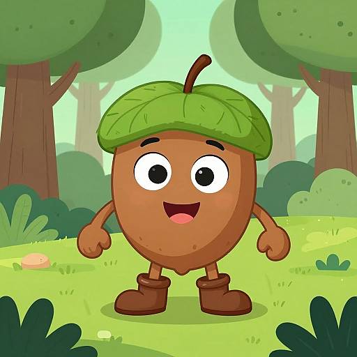 Whimsical Cartoon Acorn Character