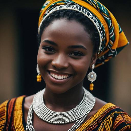 Smiling Girl in African Traditional Outfit