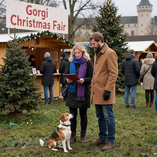 Charming Christmas Market Scene with Friends
