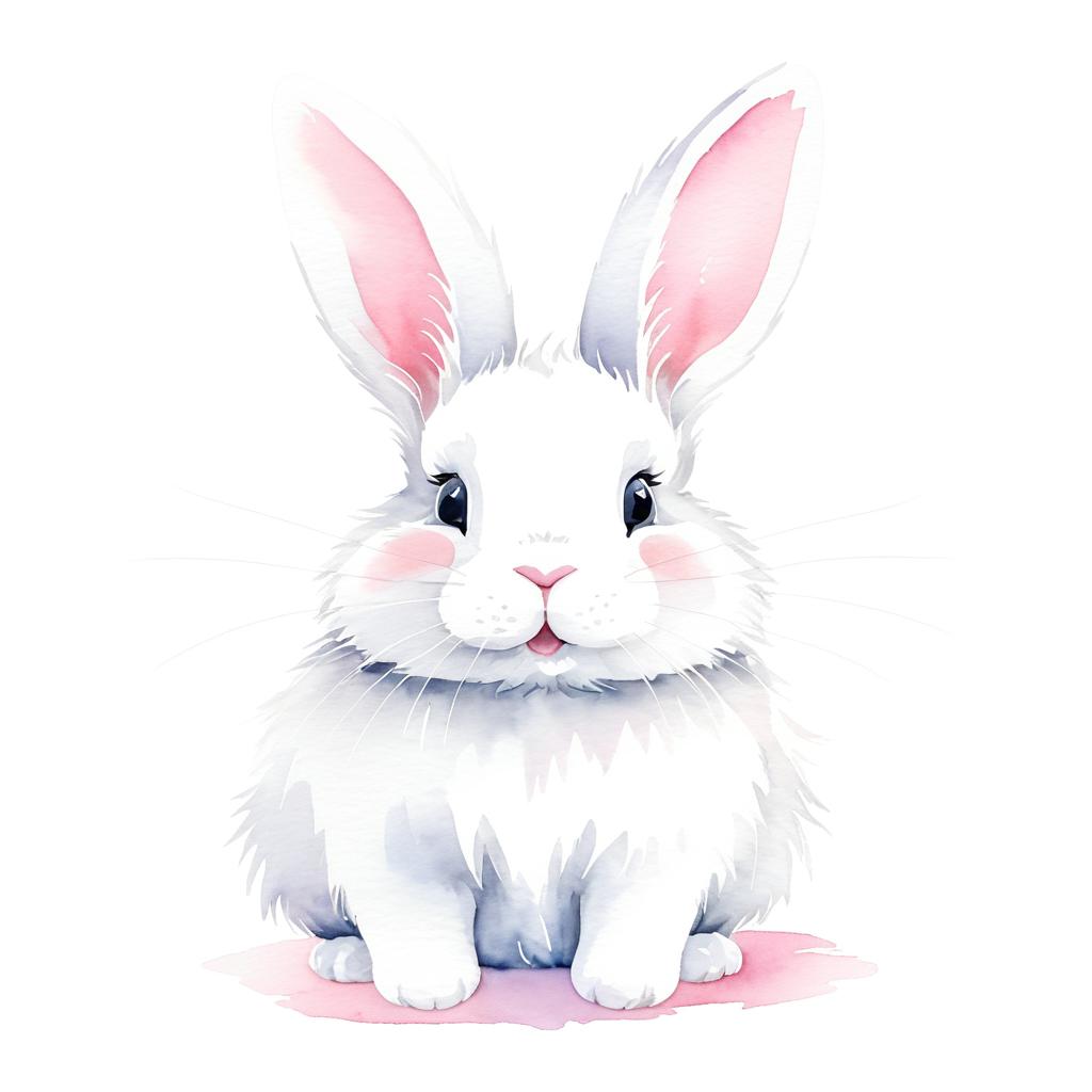 Joyful Watercolor Illustration of a Rabbit