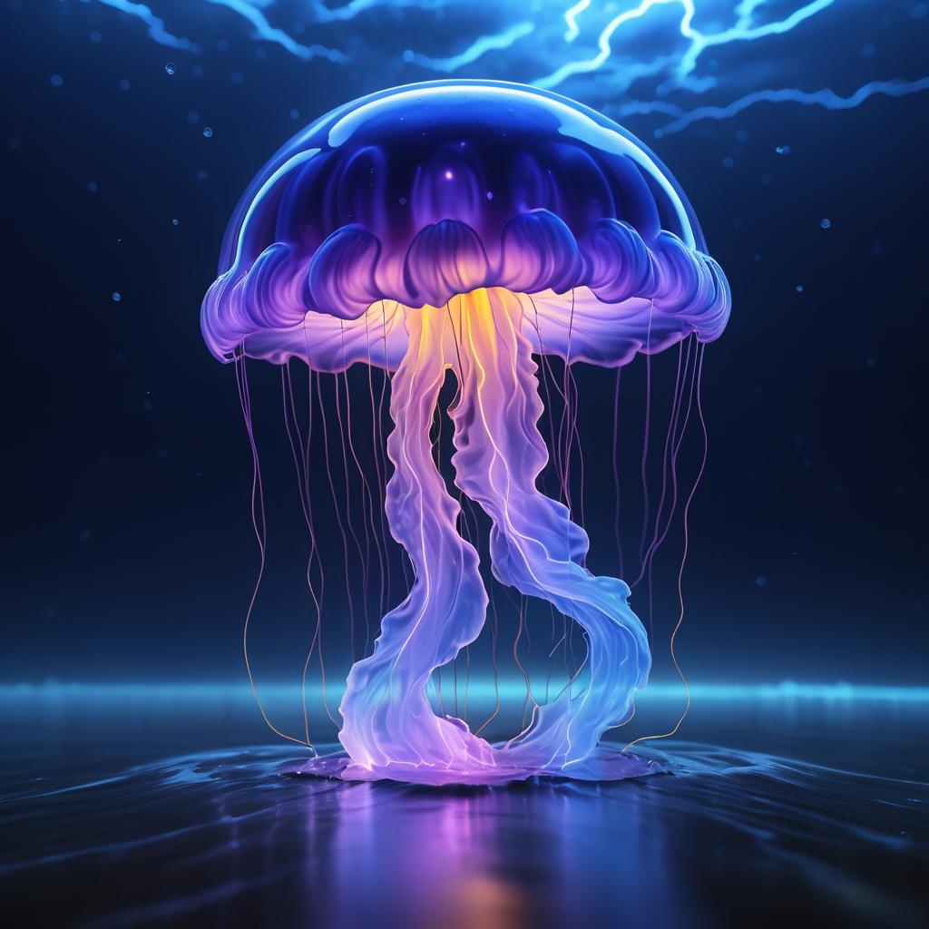 Hyperrealistic Jellyfish in Stormy Art