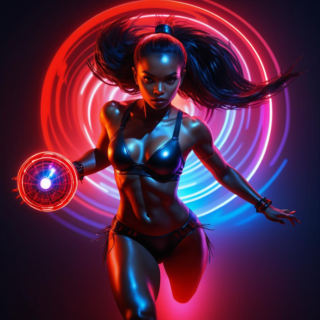 Dynamic Biopunk Woman in Neon Colors