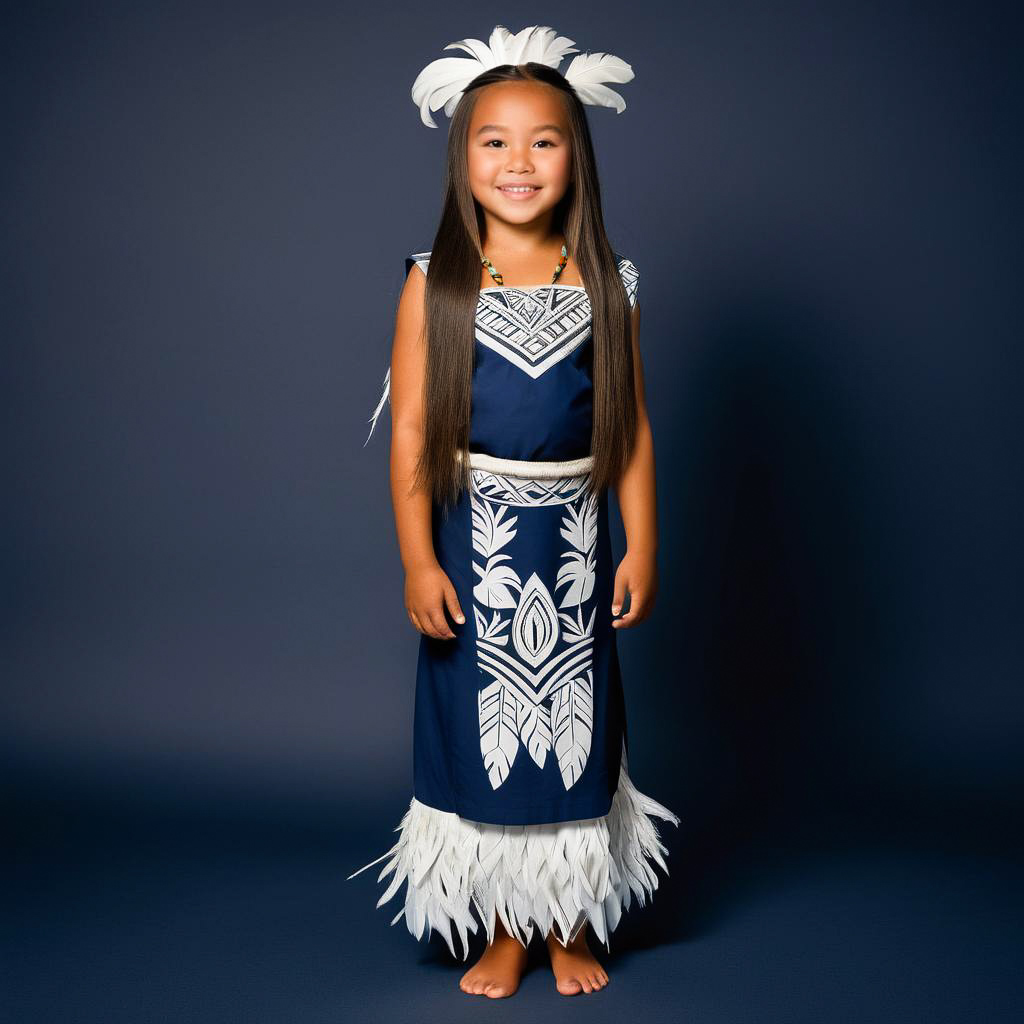 Excited Young Māori Girl in Traditional Attire