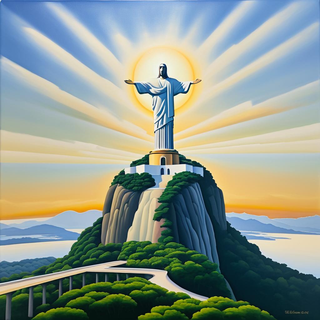 O'Keeffe-Inspired Christ the Redeemer Painting