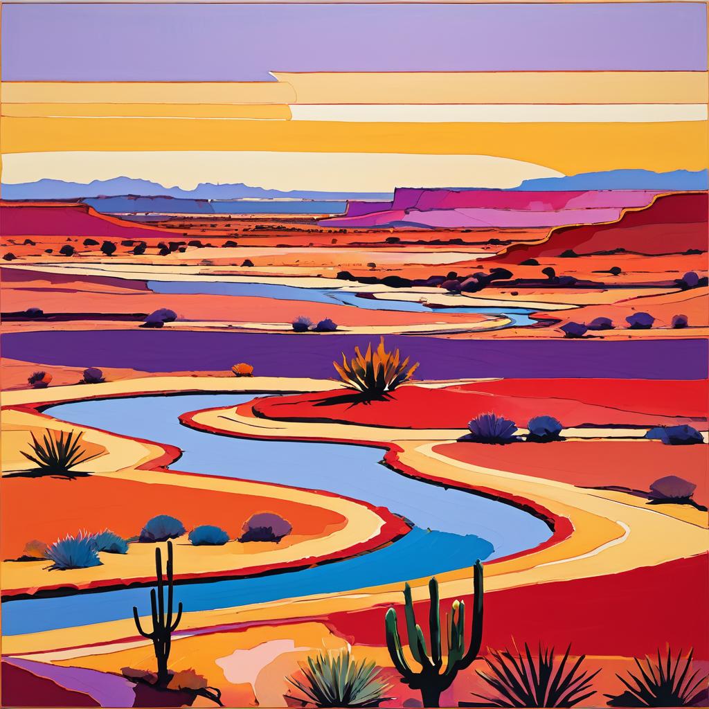 Vibrant Desert Landscape with Hikers