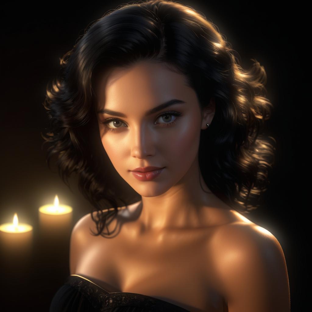 Photorealistic Woman in Candlelight Glow