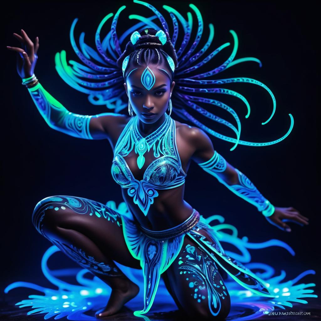 Vibrant Neon Art of an African Dancer