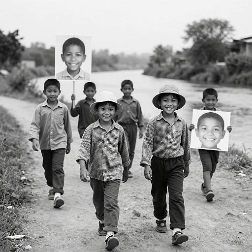 Joyful Children on a Riverside Path