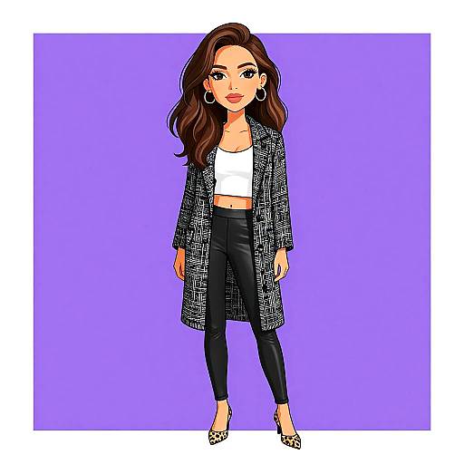 Chic Woman in Casual Tweed Cardigan