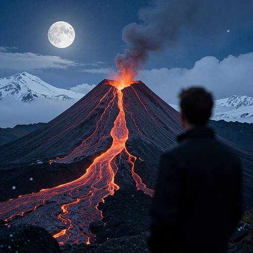 Hyper-realistic Fauvist Volcano Scene
