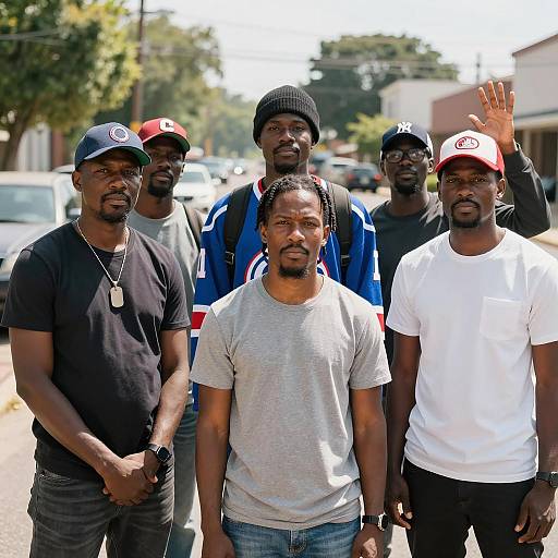 Group Portrait of African American Men Outdoors