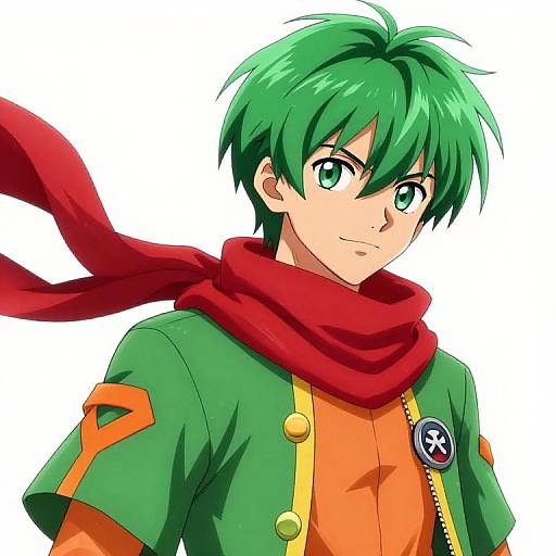 Green-Haired Male Anime Character