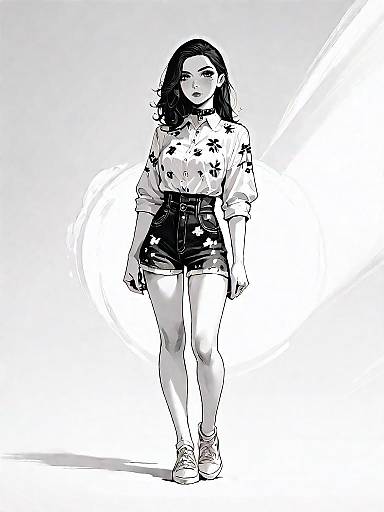 Stylish Woman in Casual Floral Outfit