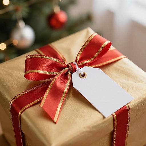 Elegant Gold Gift Box with Christmas Spirit