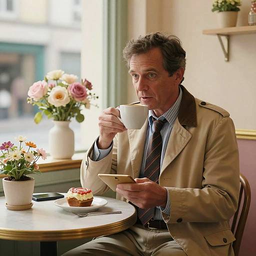 Vintage Comic Style Detective Café Scene