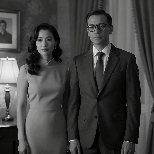 Elegant Black and White Portrait in Dim Light