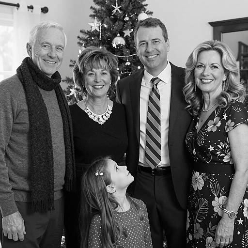 Black and White Family Christmas Portrait