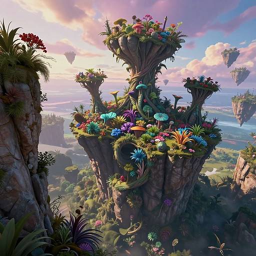 Surreal Treelike Cliffs Fantasy Landscape