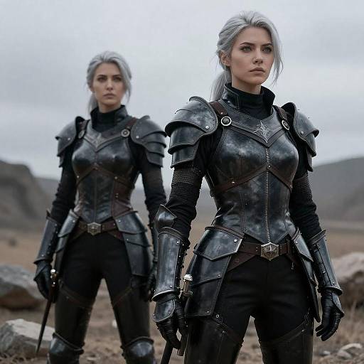 Silver-Haired Warriors in Desolate Wasteland