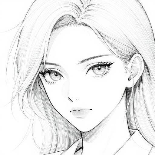 Confident Female Anime Face Sketch