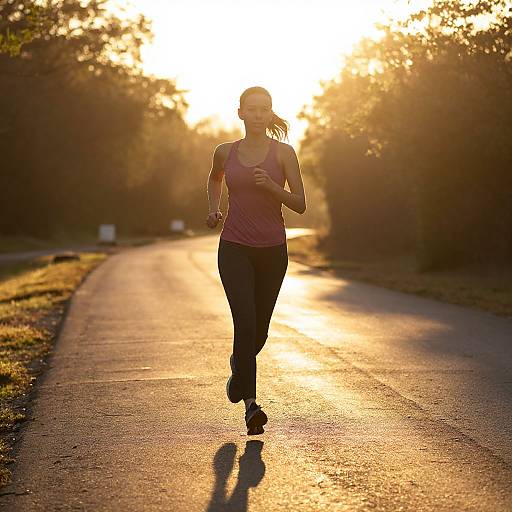 Sunlit Morning Jogging Silhouette