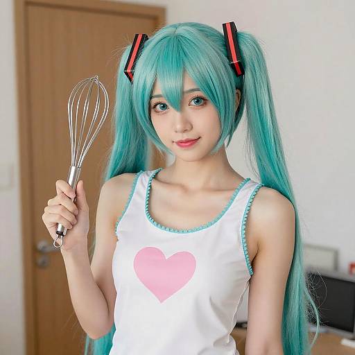 Anime Woman with Turquoise Twin Buns