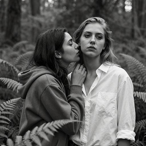 Intimate Forest Moment in Black and White