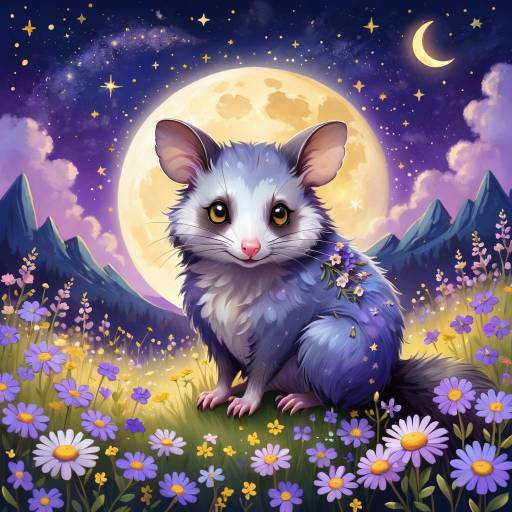 Dreamy Possum Under Starry Sky