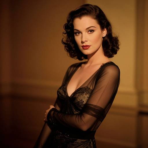 Elegant Woman in Vintage Film Noir