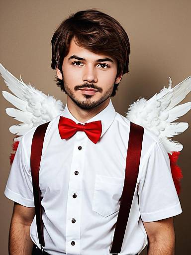 Realistic Man in Cupid Costume Portrait