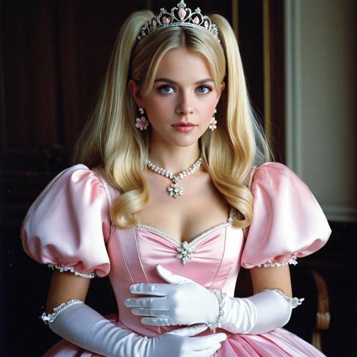 Young Woman in Pink Princess Dress with Tiara