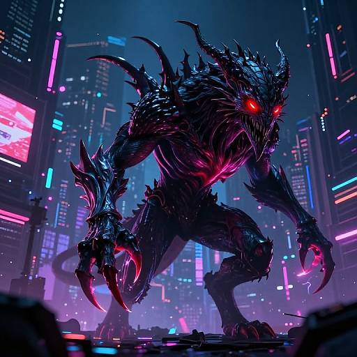Desthclaw in Neon Cyberpunk Night