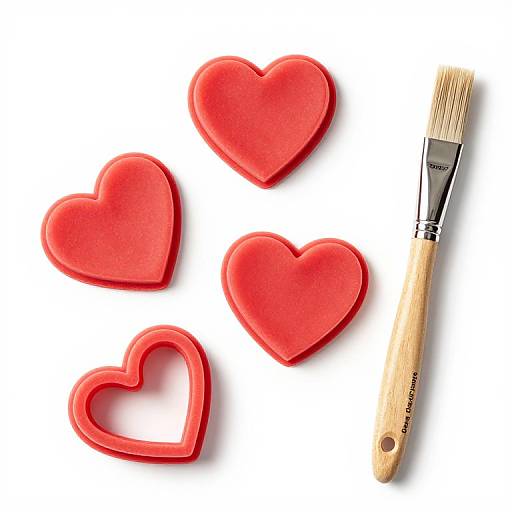 Heart-Shaped Fondant and Cookie Cutters with Pastry Brush