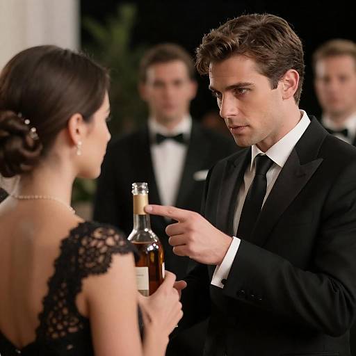 Elegant Couple with Tuxedos and Bokeh