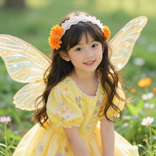 Magical Girl in Floral Meadow