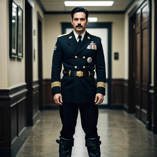 Man in Formal Military Uniform Standing in Hallway