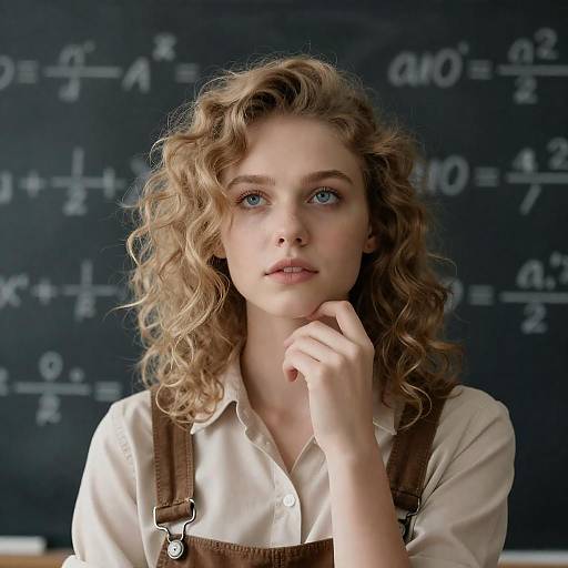 Thoughtful Young Woman in Classroom